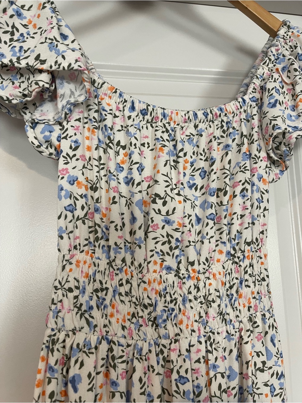 Jessica Simpson Girls Cream Dress with Blue and Peach Floral Print XL (14/16) - Picture 5 of 12